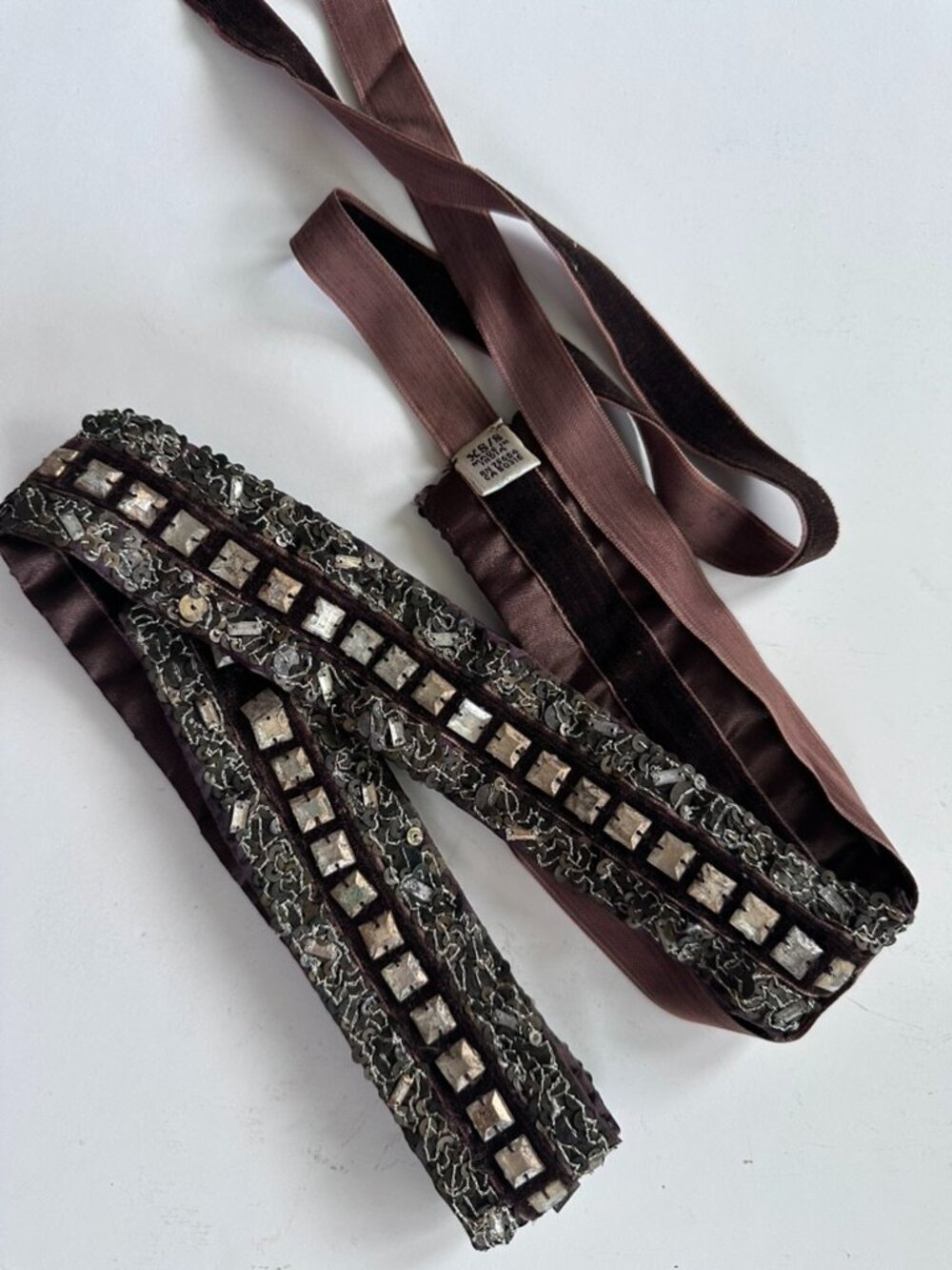 A&F Vintage Y2K Ribbon Beaded / Sequin Sash Belt - XS
